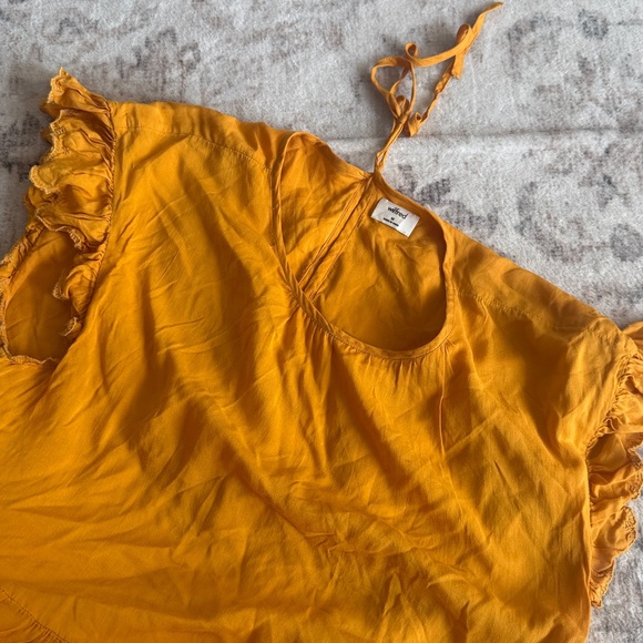 wilfred sidionie dress orange yellow m Lightweight Tiered Flutter Mustard Yellow - Picture 4 of 4